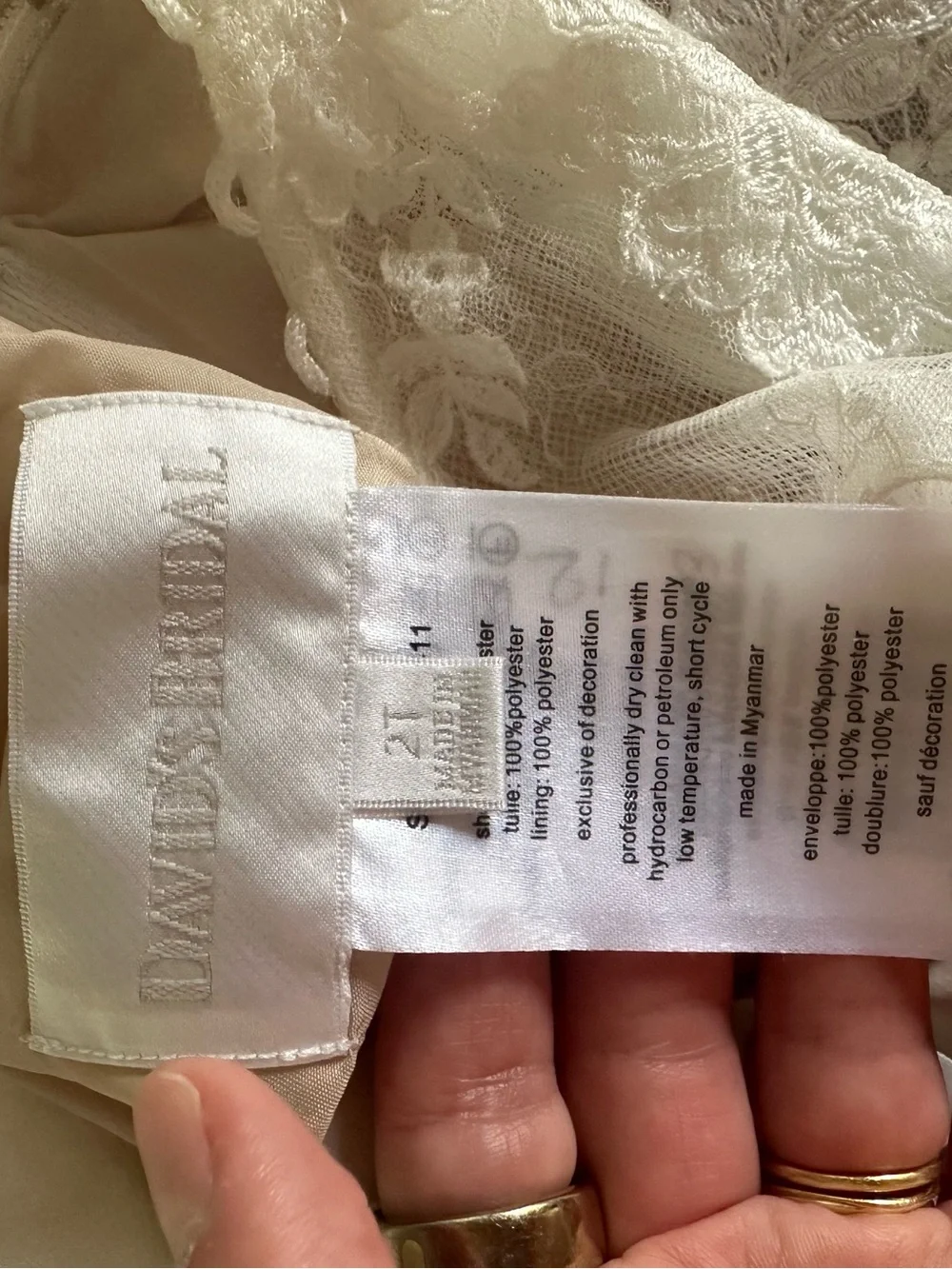 David’s bridal Ivory Lace Tulle Flower Girl Dress - Picture 9 of 9